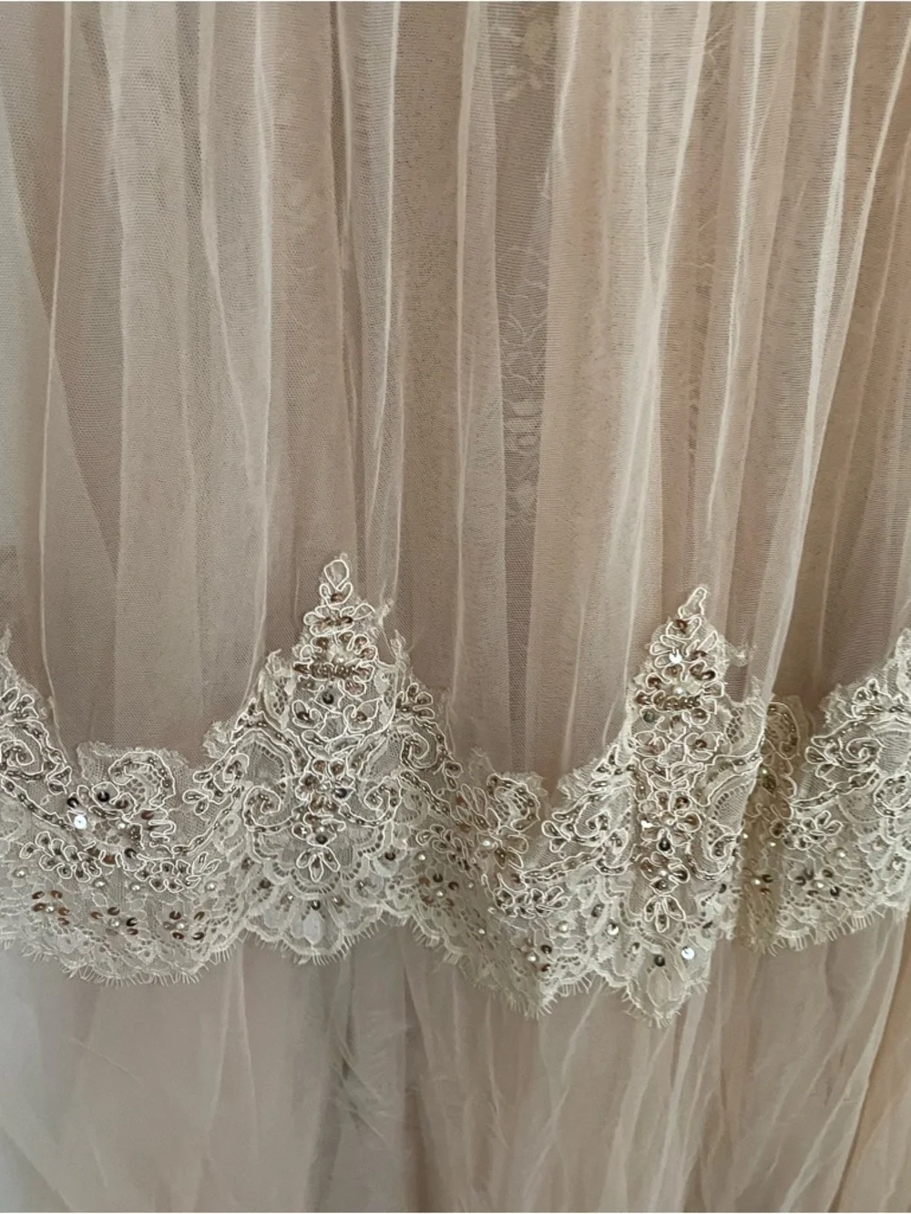 Sherri Hill Blush Lace-Trim A-Line Tulle Skirt and EmbroideredTop Prom Two-Piece - Picture 9 of 9